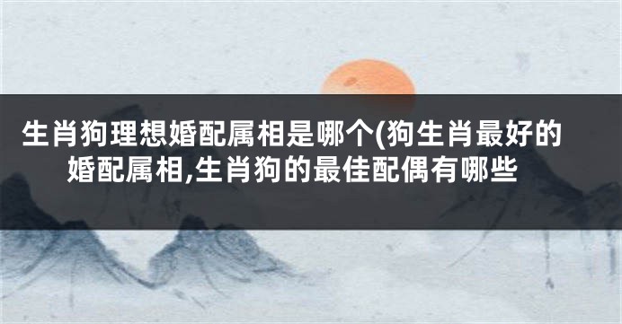 生肖狗理想婚配属相是哪个(狗生肖最好的婚配属相,生肖狗的最佳配偶有哪些