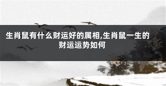 生肖鼠有什么财运好的属相,生肖鼠一生的财运运势如何