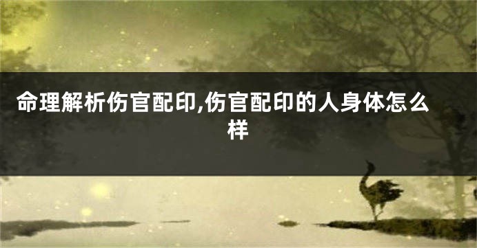 命理解析伤官配印,伤官配印的人身体怎么样