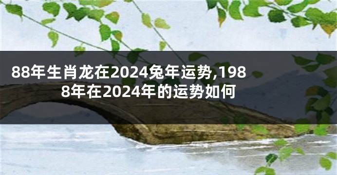 88年生肖龙在2024兔年运势,1988年在2024年的运势如何