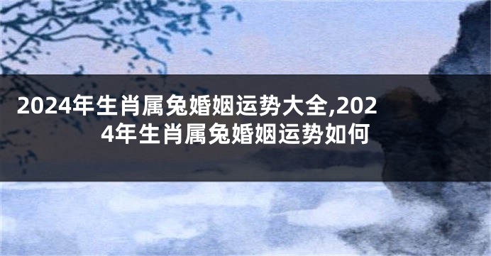 2024年生肖属兔婚姻运势大全,2024年生肖属兔婚姻运势如何