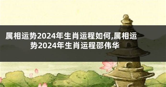 属相运势2024年生肖运程如何,属相运势2024年生肖运程邵伟华