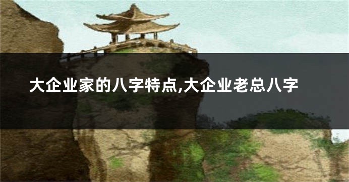 大企业家的八字特点,大企业老总八字
