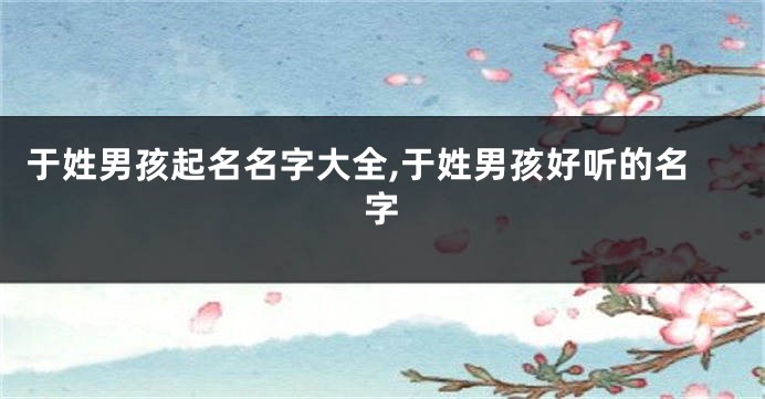 于姓男孩起名名字大全,于姓男孩好听的名字