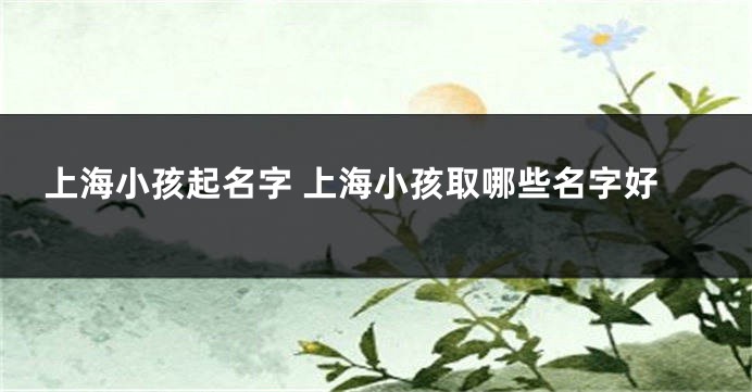 上海小孩起名字 上海小孩取哪些名字好