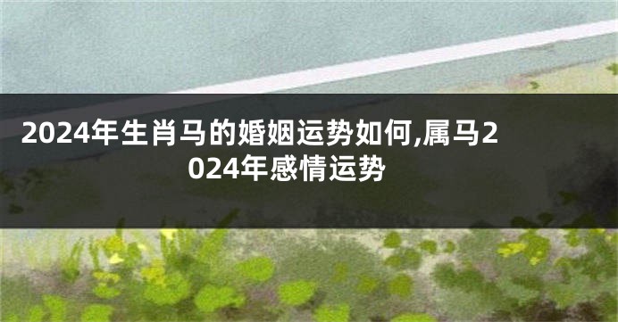 2024年生肖马的婚姻运势如何,属马2024年感情运势