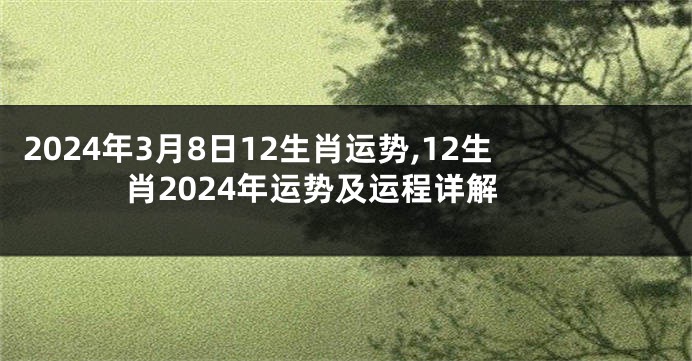 2024年3月8日12生肖运势,12生肖2024年运势及运程详解