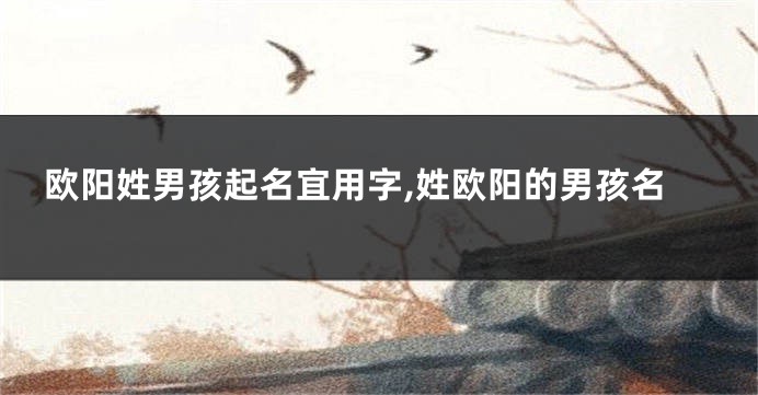 欧阳姓男孩起名宜用字,姓欧阳的男孩名
