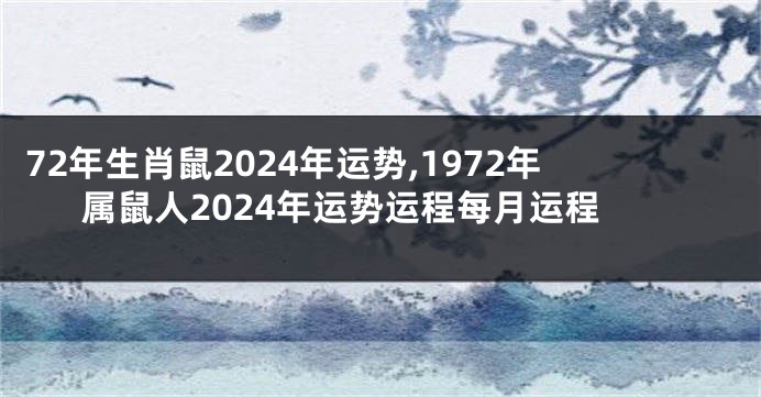72年生肖鼠2024年运势,1972年属鼠人2024年运势运程每月运程