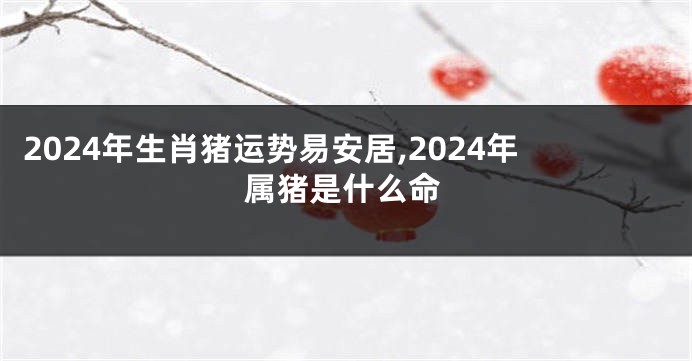 2024年生肖猪运势易安居,2024年属猪是什么命