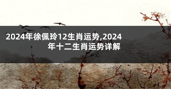 2024年徐佩玲12生肖运势,2024年十二生肖运势详解