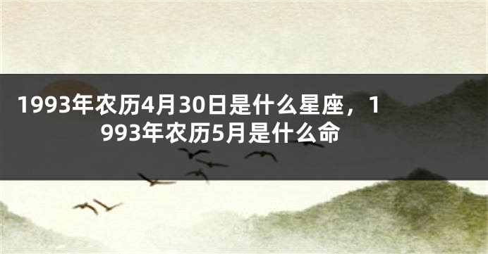 1993年农历4月30日是什么星座，1993年农历5月是什么命