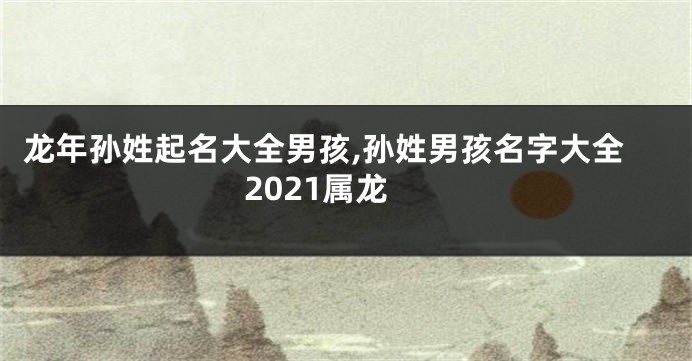 龙年孙姓起名大全男孩,孙姓男孩名字大全2021属龙