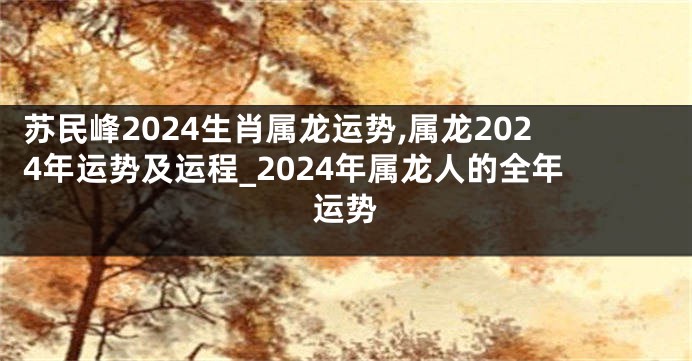 苏民峰2024生肖属龙运势,属龙2024年运势及运程_2024年属龙人的全年运势