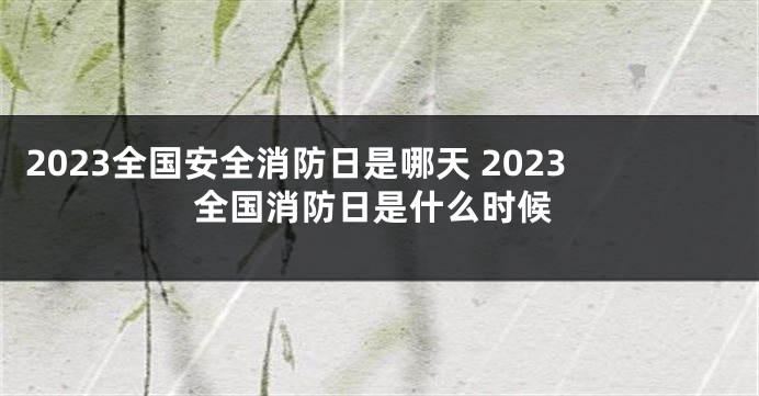 2023全国安全消防日是哪天 2023全国消防日是什么时候