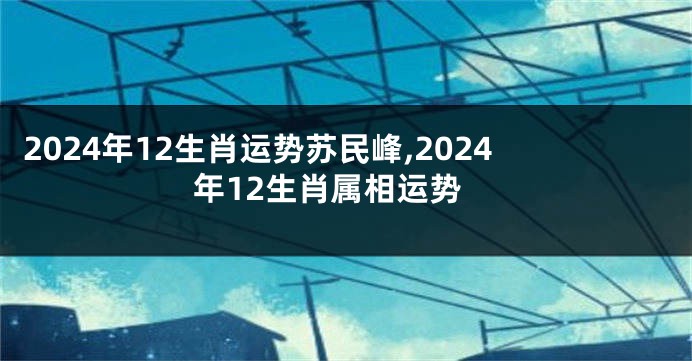 2024年12生肖运势苏民峰,2024年12生肖属相运势