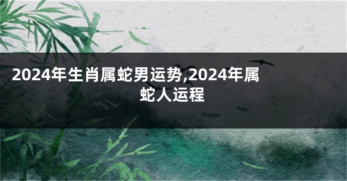2024年生肖属蛇男运势,2024年属蛇人运程