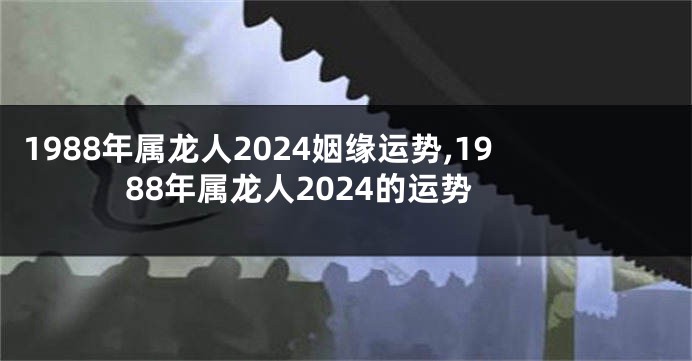1988年属龙人2024姻缘运势,1988年属龙人2024的运势