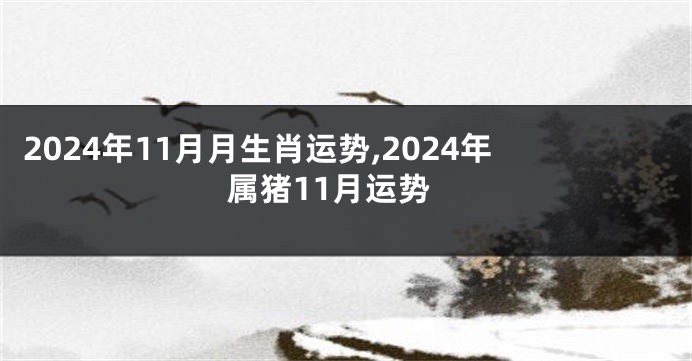 2024年11月月生肖运势,2024年属猪11月运势