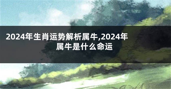 2024年生肖运势解析属牛,2024年属牛是什么命运