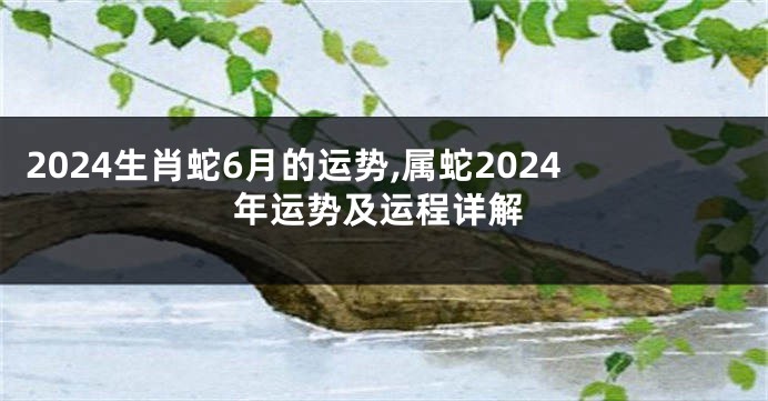 2024生肖蛇6月的运势,属蛇2024年运势及运程详解