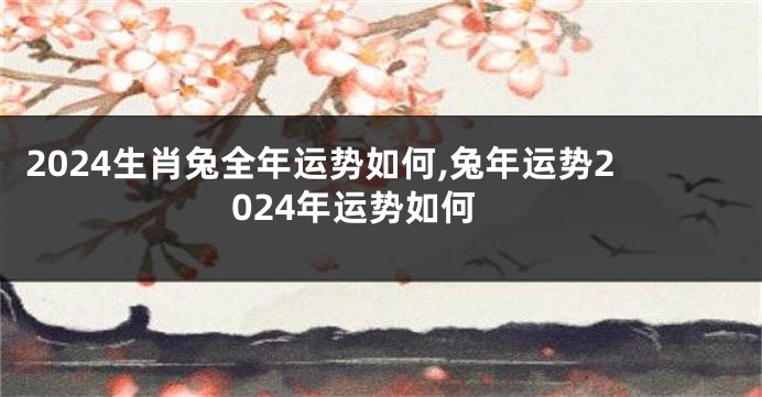 2024生肖兔全年运势如何,兔年运势2024年运势如何