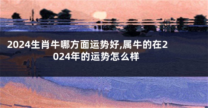 2024生肖牛哪方面运势好,属牛的在2024年的运势怎么样