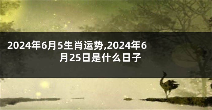 2024年6月5生肖运势,2024年6月25日是什么日子