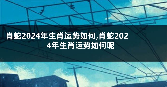 肖蛇2024年生肖运势如何,肖蛇2024年生肖运势如何呢