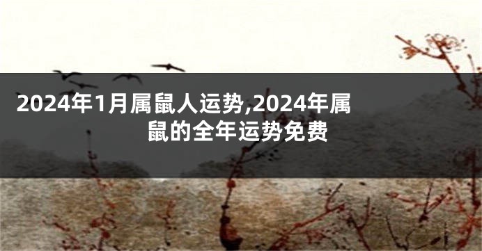 2024年1月属鼠人运势,2024年属鼠的全年运势免费