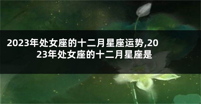 2023年处女座的十二月星座运势,2023年处女座的十二月星座是