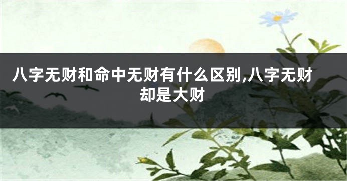 八字无财和命中无财有什么区别,八字无财却是大财