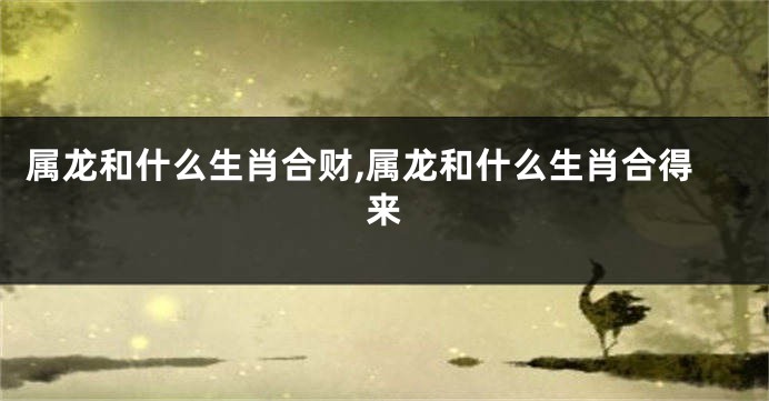 属龙和什么生肖合财,属龙和什么生肖合得来