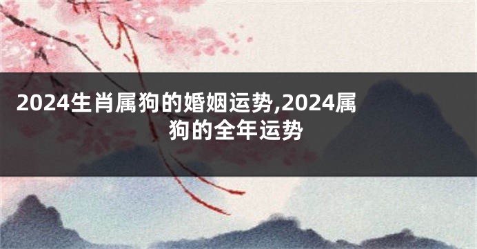 2024生肖属狗的婚姻运势,2024属狗的全年运势