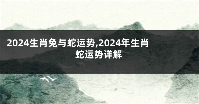 2024生肖兔与蛇运势,2024年生肖蛇运势详解