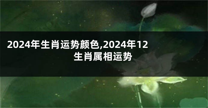 2024年生肖运势颜色,2024年12生肖属相运势