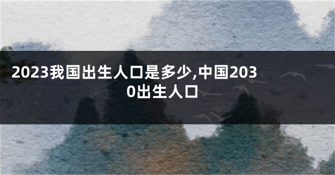 2023我国出生人口是多少,中国2030出生人口