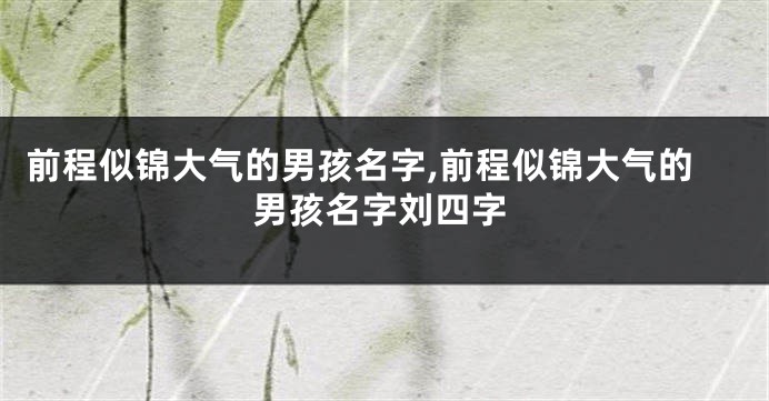 前程似锦大气的男孩名字,前程似锦大气的男孩名字刘四字