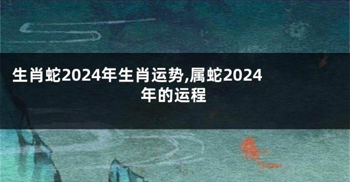 生肖蛇2024年生肖运势,属蛇2024年的运程