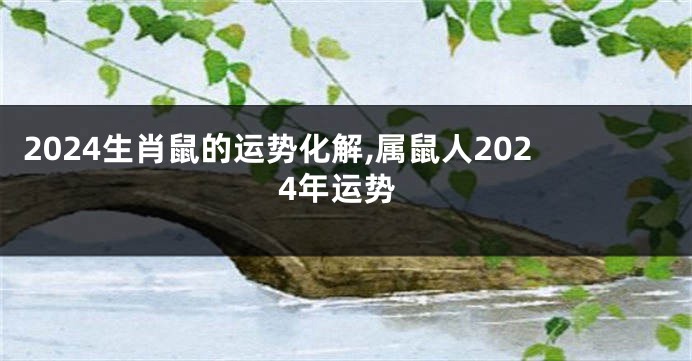 2024生肖鼠的运势化解,属鼠人2024年运势