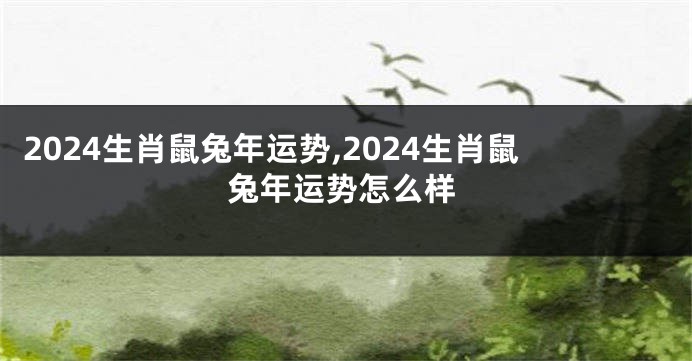 2024生肖鼠兔年运势,2024生肖鼠兔年运势怎么样