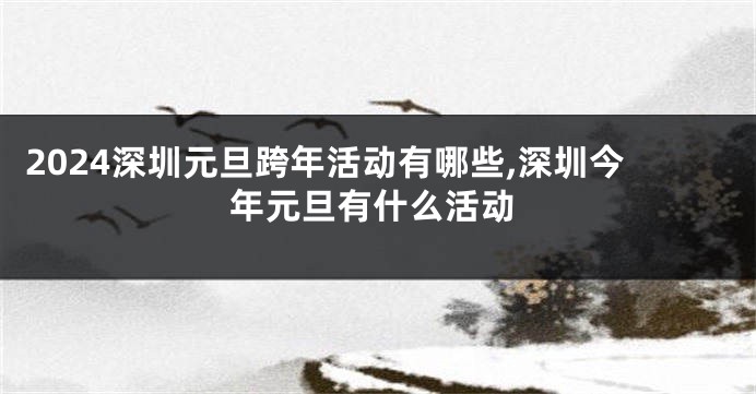 2024深圳元旦跨年活动有哪些,深圳今年元旦有什么活动