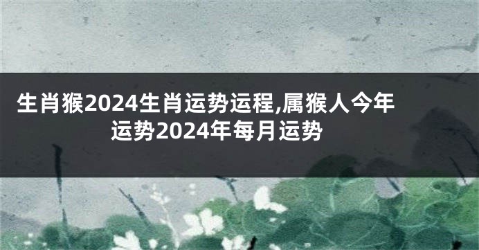 生肖猴2024生肖运势运程,属猴人今年运势2024年每月运势