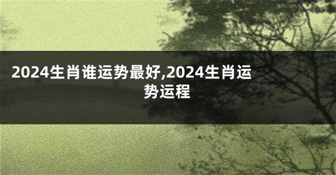 2024生肖谁运势最好,2024生肖运势运程