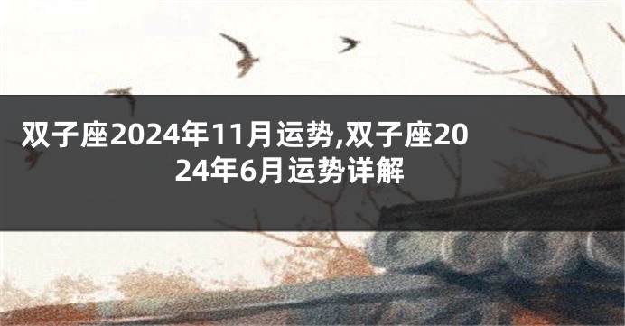 双子座2024年11月运势,双子座2024年6月运势详解
