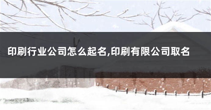 印刷行业公司怎么起名,印刷有限公司取名