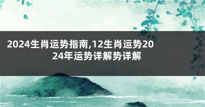 2024生肖运势指南,12生肖运势2024年运势详解势详解