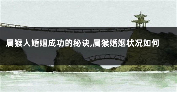 属猴人婚姻成功的秘诀,属猴婚姻状况如何