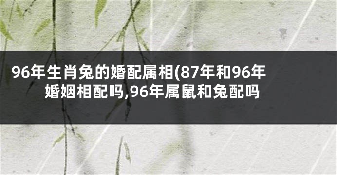 96年生肖兔的婚配属相(87年和96年婚姻相配吗,96年属鼠和兔配吗