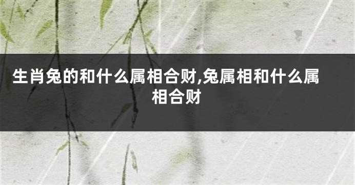 生肖兔的和什么属相合财,兔属相和什么属相合财
